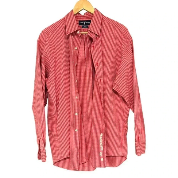 Ralph Lauren Men's Red Long Sleeves Button Down Collared Shirt Size Large - Picture 1 of 5
